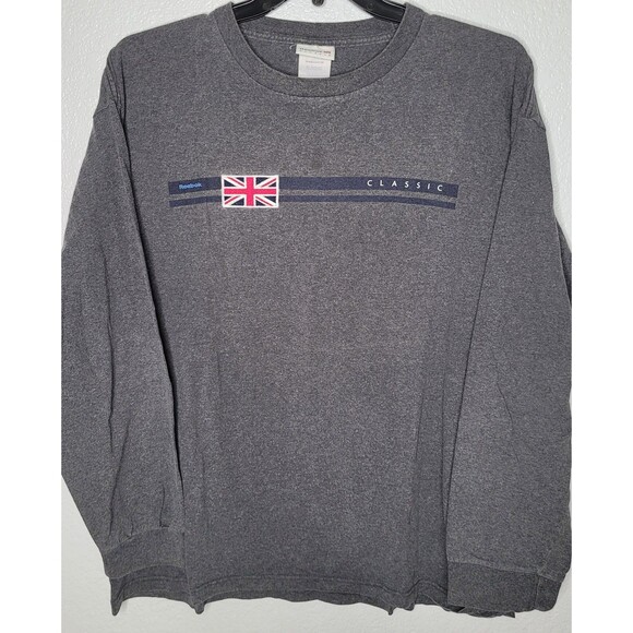 VTG Reebok Classic Crew Neck Embroidered Union Jack Flag Long Sleeve XL Shirt - Picture 1 of 10